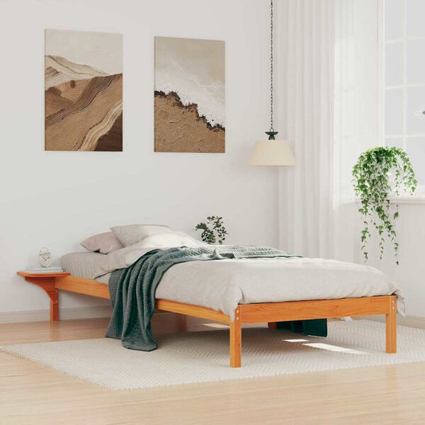 vidaXL Bed Frame with Side Tables Wax Brown 80 x 220 cm
