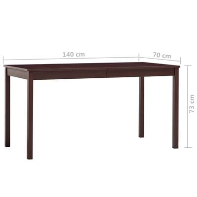 vidaXL Dining Table Dark Brown 140x70x73 cm Pinewood