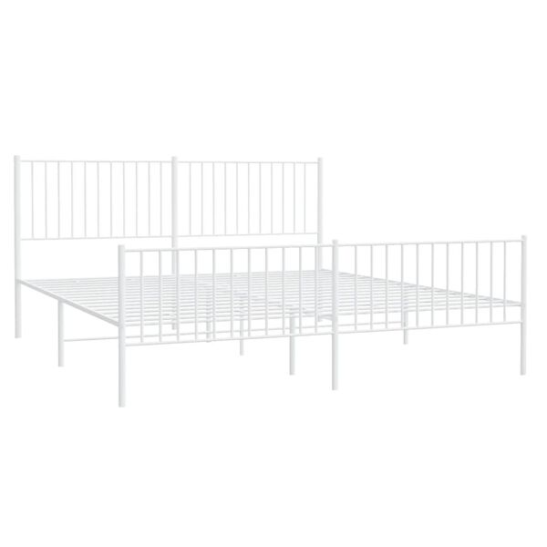 vidaXL Metal Bed Frame without Mattress with Footboard White 180x200cm