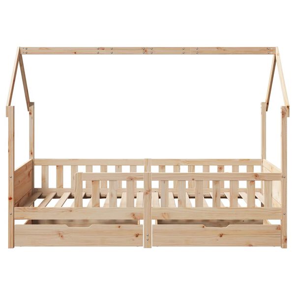 vidaXL Kids Bed Frame with Drawers without Mattress 90x200 cm Solid Wood