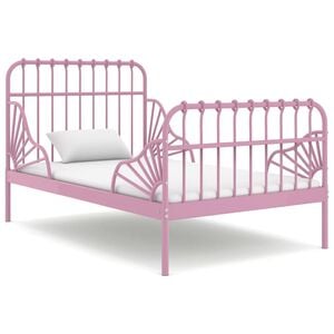 vidaXL Extendable Bed Frame without Mattress Pink Metal 80x130/200 cm