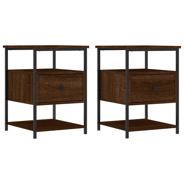 vidaXL Bedside Cabinets 2 pcs Brown Oak 40x42x56 cm Engineered Wood