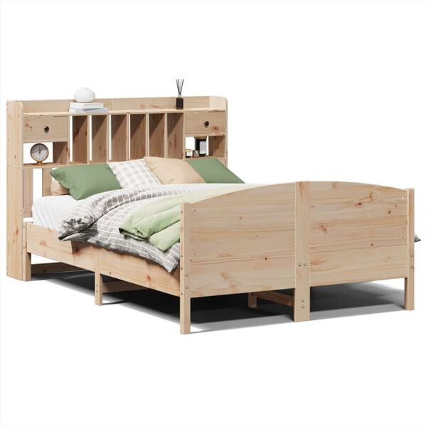vidaXL Bookcase Bed without Mattress 150x200 cm King Size Solid Wood Pine