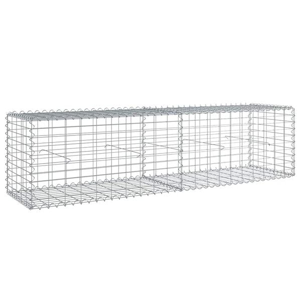 vidaXL Gabion Basket with Cover 200x50x50 cm Galvanised Iron