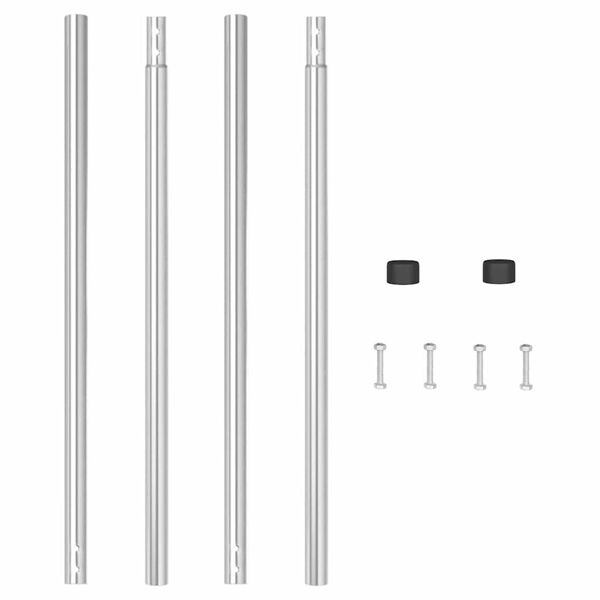 vidaXL Fence Post 2 pcs Silver Powder-coated steel