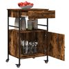 vidaXL Kitchen Trolley Smoked Oak 56x43x89.5 cm Engineered Wood