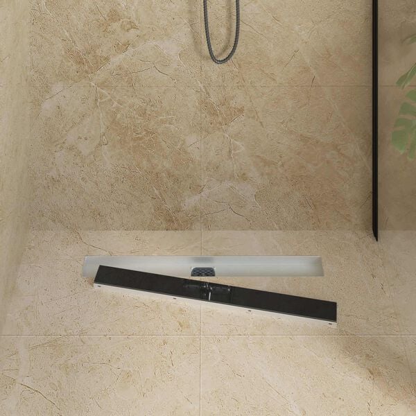 vidaXL Shower Drain Glass Cover with 360&deg; Siphon Black 70 cm