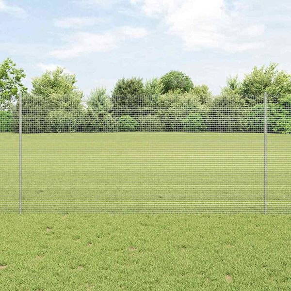 vidaXL Fence with Post Silver 1.2 x 10 m Steel