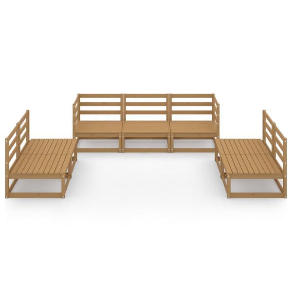 vidaXL 7 Piece Garden Lounge Set Honey Brown Solid Pinewood