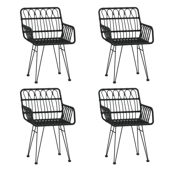 vidaXL 5 Piece Garden Dining Set Black Poly Rattan