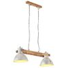 vidaXL Hanging Lamp | Silver and brown | Iron and solid mango wood | Large