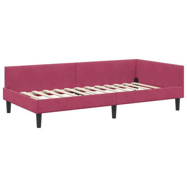 vidaXL Corner Bed Frame with Headboard Wine Red 90 cm x 200 cm Velvet