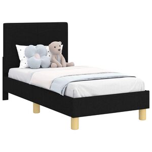 vidaXL Toddler Bed Frame with Headboard Black 70 x 140 cm Fabric