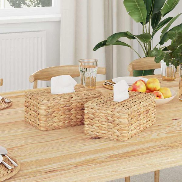 vidaXL Tissue Box Covers 2 pcs Water hyacinth 27.5 x 16.5 x 14 cm