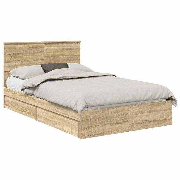 vidaXL Storage Bed with Drawer Sonoma Oak 120 x 200 cm Engineered Wood