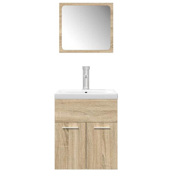vidaXL 3 Piece Bathroom Furniture Set Sonoma Oak Engineered Wood
