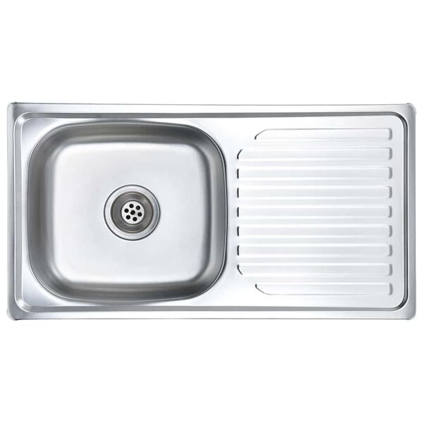 vidaXL Kitchen Sink with Strainer and Trap Stainless Steel