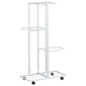 vidaXL Flower Stand | White | Iron | 80 cm | Height-Adjustable Shelves