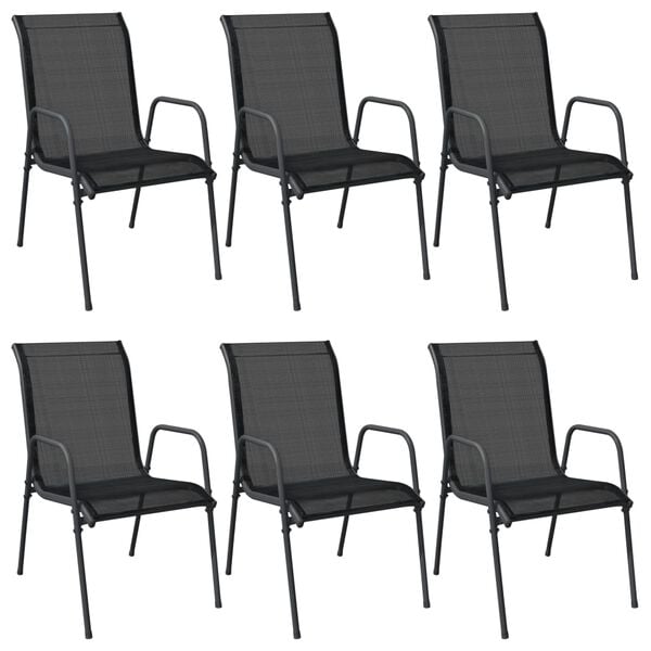 vidaXL Garden Chairs 6 pcs Steel and Textilene Black