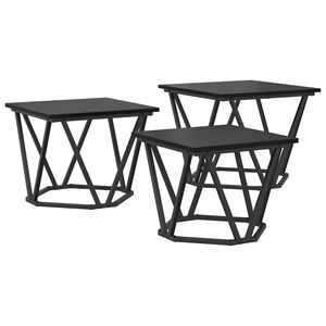 vidaXL Coffee Table 3 pcs Black Oak Engineered Wood and Steel