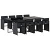 vidaXL 9 Piece Garden Dining Set with Cushions Black Poly Rattan