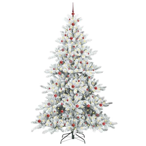 vidaXL Artificial Hinged Christmas Tree White 240 cm PVC and Steel