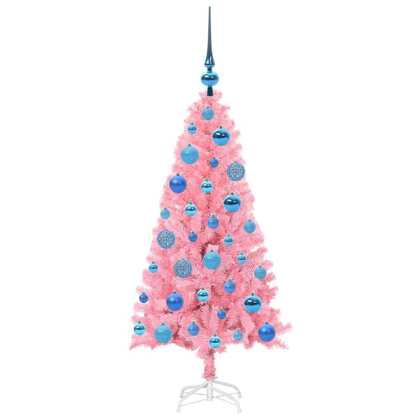 vidaXL Christmas Tree with 150 LEDs with Stand Pink 120 cm PVC