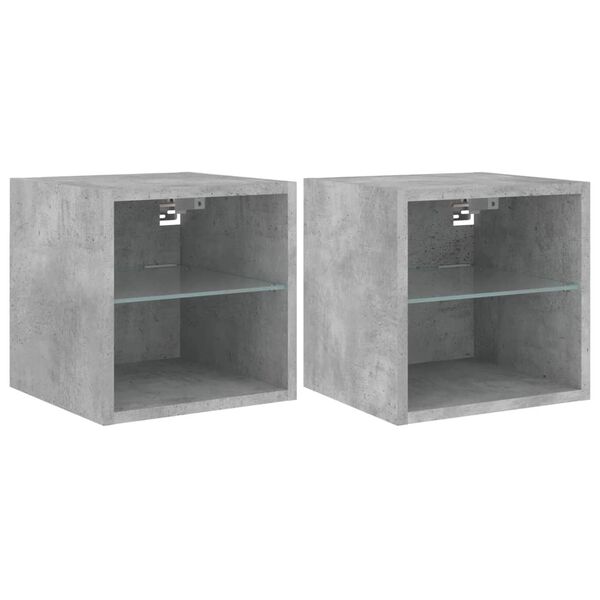 vidaXL TV Wall Cabinets with LED Lights 2 pcs Concrete Grey 30x28.5x30 cm