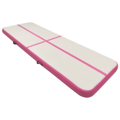 vidaXL Inflatable Gymnastics Mat with Pump 300x100x15 cm PVC Pink