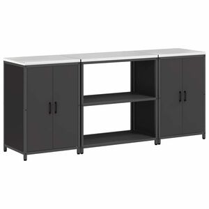 vidaXL Kitchen Storage Set with Shelf 3 pcs Black Cold-rolled Steel