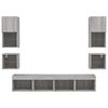 vidaXL 8 Piece TV Wall Units with LED Grey Sonoma Engineered Wood