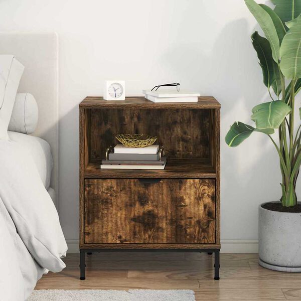 vidaXL Bedside Table Smoked oak 49 x 36 x 61 cm Engineered wood