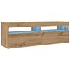 vidaXL TV Cabinet with LED Lights Artisan Oak 120x35x40 cm Engineered Wood