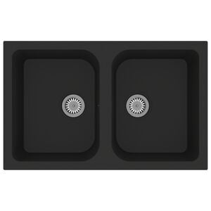 vidaXL Kitchen Sink Black 76 x 48 x 30 cm Quartz and Resin