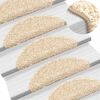 vidaXL Stair Mats 30 pcs 56x17x3 cm Cream Half Round
