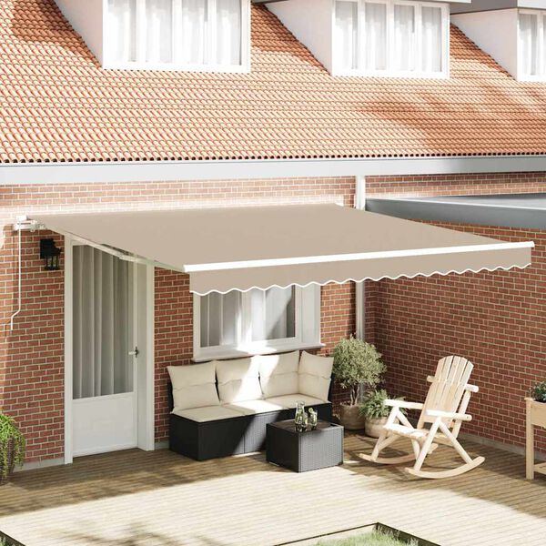 vidaXL Retractable Awning Manual Beige 3 x 2.5 m Fabric and Metal