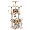 vidaXL Cat Tree Cat Scratching Post 170 cm 2 Condos Beige with Pawprints