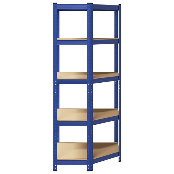 vidaXL 5-Layer Corner Shelf Blue Steel&Engineered Wood