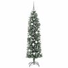 vidaXL Artificial Slim Christmas Tree Green and White 180 cm