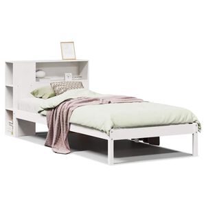 vidaXL Bookcase Bed without Mattress White 75x190 cm Small Single Solid Wood Pine