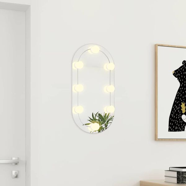 vidaXL Mirror with LED Lights 60x30 cm Glass Oval