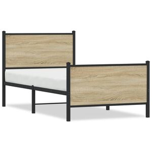 vidaXL Metal Bed Frame without Mattress Sonoma Oak 90x200 cm
