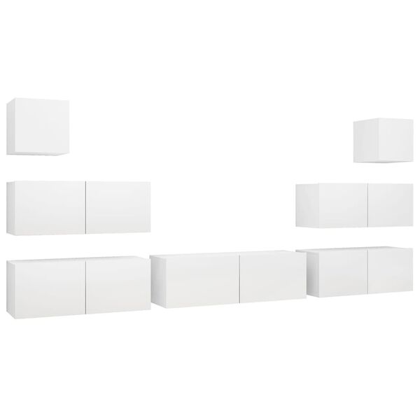 vidaXL 7 Piece TV Cabinet Set White Engineered Wood
