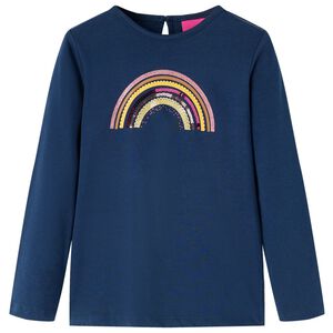 vidaXL Kids'T-shirt with Long Sleeves Navy Blue 128
