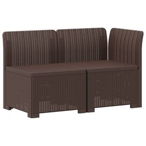 vidaXL 2-Seater Garden Sofa Rattan Look PP Brown