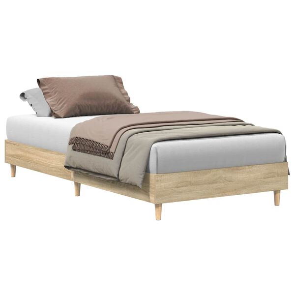 vidaXL Bed Frame No Mattress Sonoma Oak 75x190 cm Small Single Engineered Wood