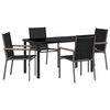 vidaXL Garden Dining Set 5 pcs Black Powder-coated Steel