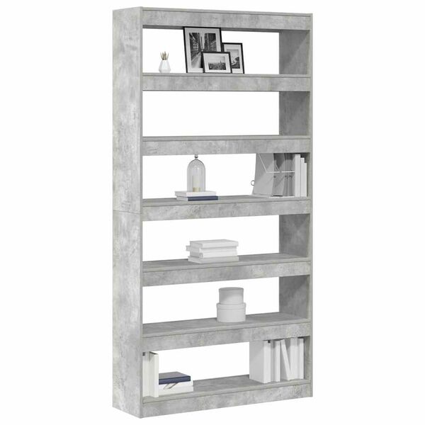 vidaXL Book Cabinet Concrete Grey 100 x 30 x 198 cm Engineered Wood