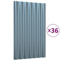vidaXL Roof Panels 36 pcs Powder-coated Steel Grey 60x36 cm