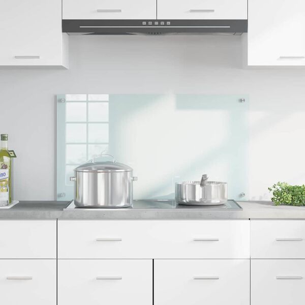 vidaXL Kitchen Backsplash White 90 x 50 cm Tempered Glass